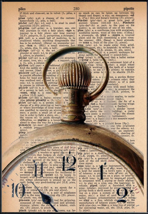 Vintage Clock Dictionary Art Print