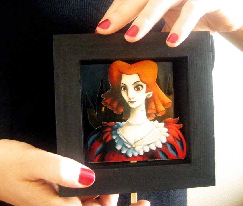 Haunted portrait of Countess Carpatha the Toothy - an animated paper shadowbox