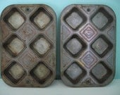 set of vintage baking pans