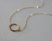 Simple Gold Circle Necklace - 14k Goldfill Everday Necklace - Modern Circle Necklace