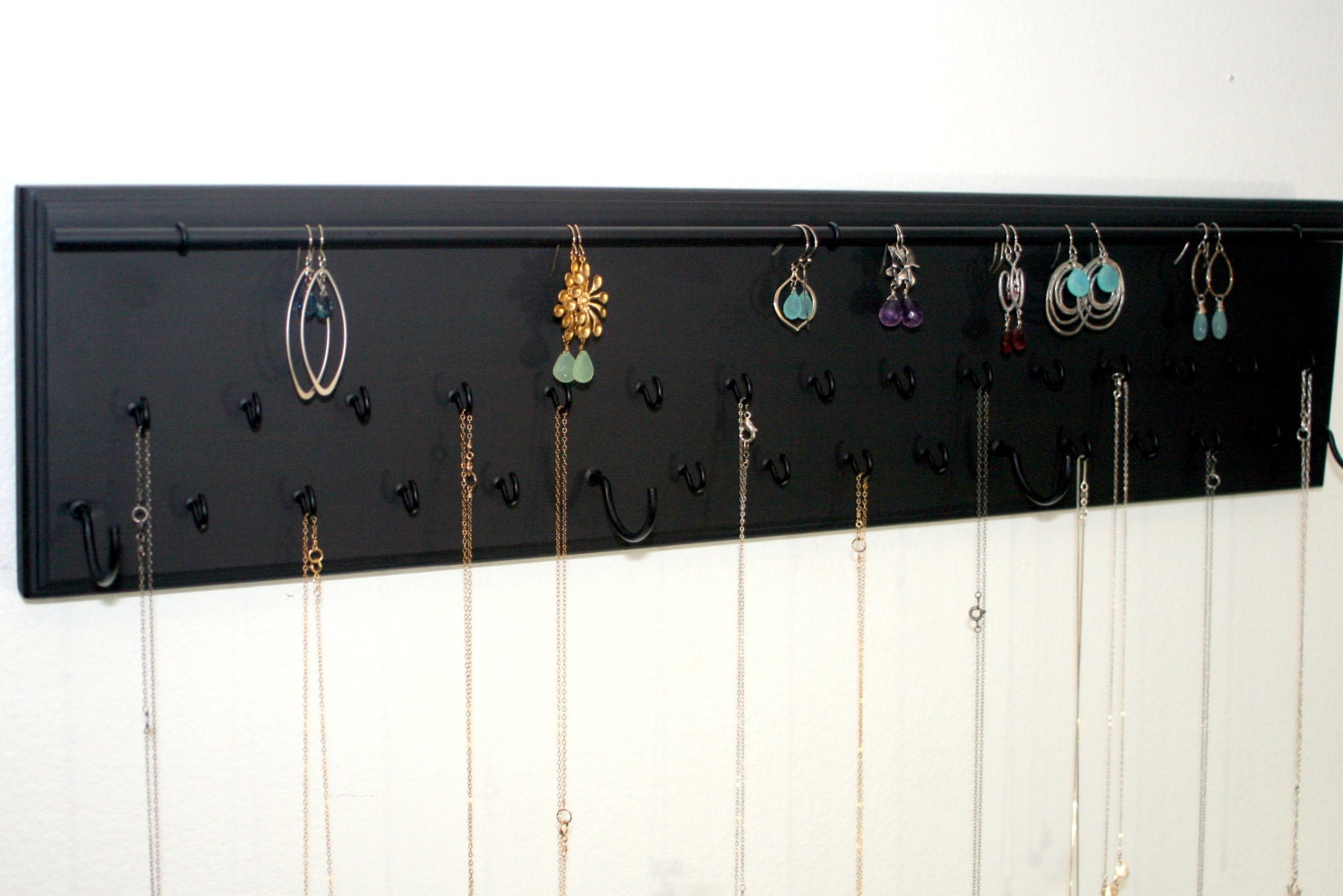 Custom Listing for Susan Wall Mounted Jewelry Organizer - Black Finish - Necklace and Earring Organizer LARGE