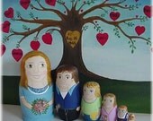 Custom Nesting Dolls -Mom Dad and Children, Favorite Pets -5piece Loving Family