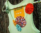 SALE Mint Green & Orange Poppy Embellished Tank Top