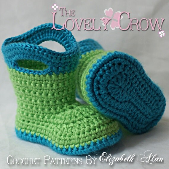 Booties Crochet Pattern Baby Booties  for Baby Goshalosh Boots -  4 sizes - Newborn to 12 months.