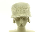 Antique White Straw Hat for Women - 1920s Wedding Hat - Vintage Style Cloche Hat