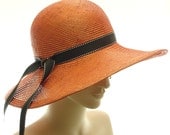Orange Sun Hat for Women - Wide Brim Straw Hat