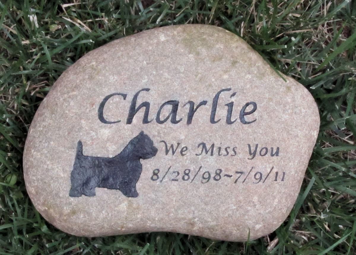Dog Memorials Stones Westie & other Breeds by mainlinedesigns