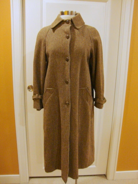 Classic Brown Tweed Wool Vintage Coat
