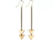 brass arrow triangle earrings