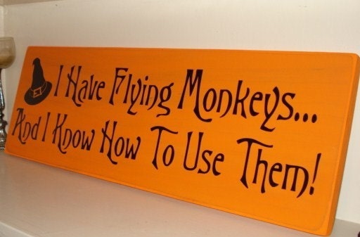 FLYING MONKEYS wood/vinyl sign HALLOWEEN