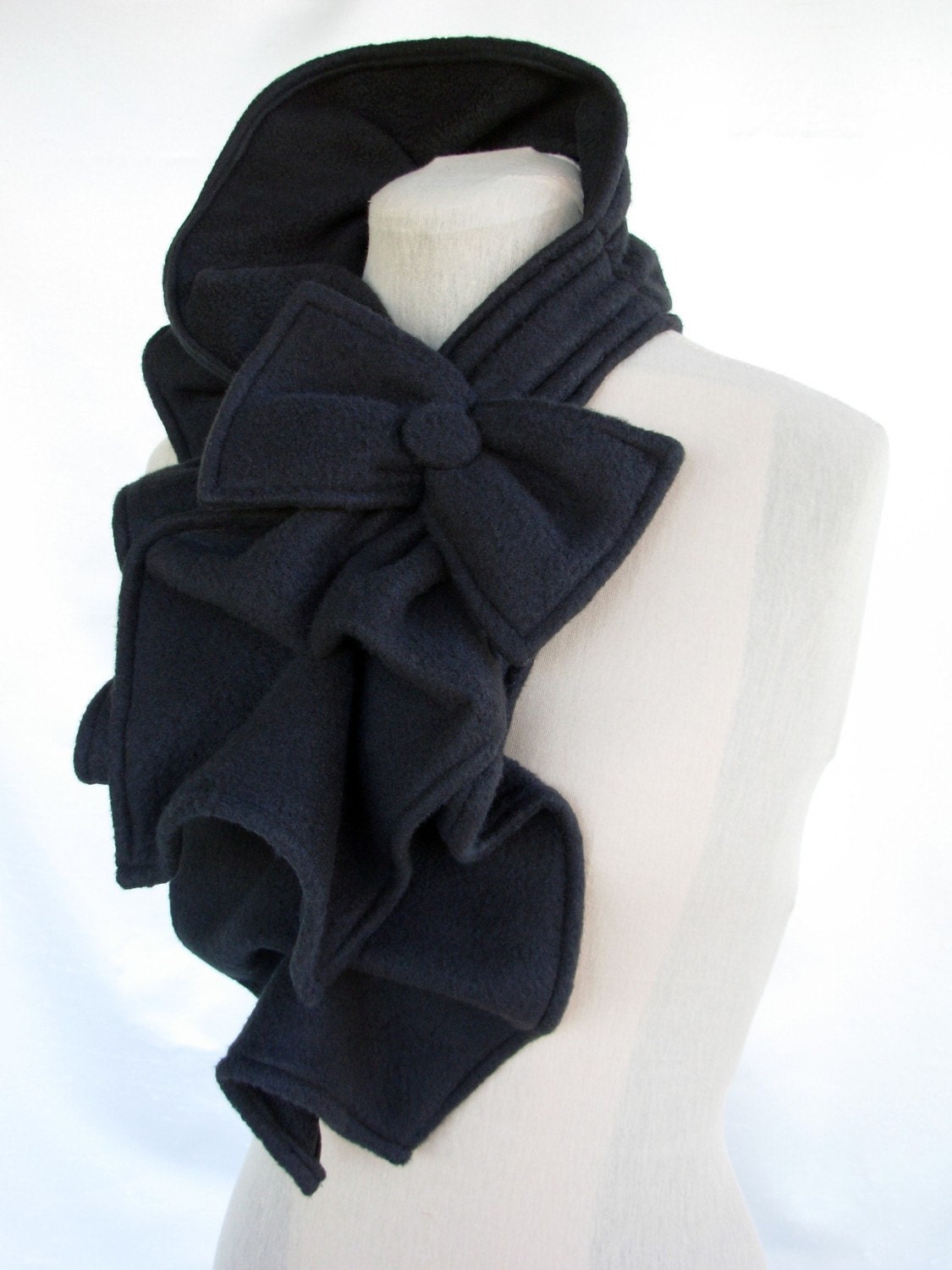 Ruffled Bow Scarf - MADE-TO-ORDER fleece - Many colors to choose from