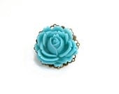 Turquoise Rose Ring Blue Flower Cocktail Ring Vintage Style Antique Brass Filigree - Turquoise Bloom - laurenblythedesigns Turquoise Rose Ring Blue Flower Cocktail Ring Vintage Style Antique Brass Filigree - Turquoise Bloom - laurenblythedesigns