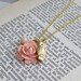 Jewelry Gold Owl Necklace Peach Rose Necklace Charm Necklace Cottage Chic Woodland Bridesmaid Jewelry - The Owl and the Rose