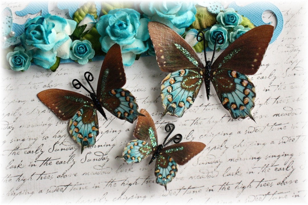 Peacock Butterflies for Scrapbooking, Cardmaking, Tag Art, Mixed Media, Mini Albums, Weddings