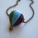 Colorful Hot Air Balloon Necklace, Painted Ceramic Pendant, Red, Blue, Green, Purple and Yellow Jewelry, Rainbow, Copper Chain