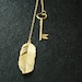 Long Lariat Necklace with Gold Feather and Key, Long Pendant Necklace, Tie Jewelry, Fashion Wrap Jewellery