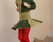 Green Hoodie for Girl Made from Recycled clothing Upcycled Clothing Sweater Tunic