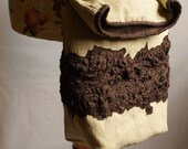 Tote Bag from Linen with Unique Strap and Texture Ruffled Crosed Applique Made to order