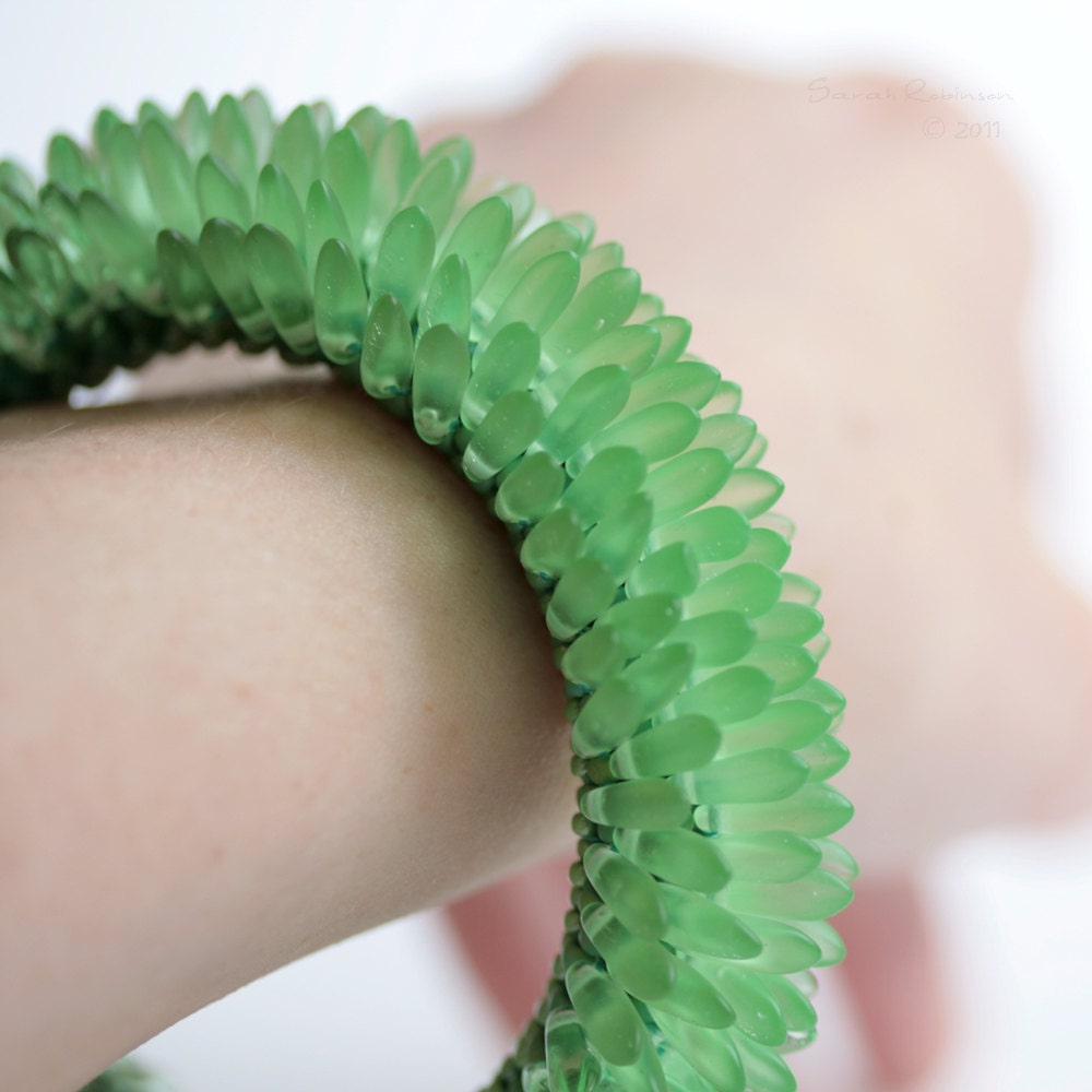 Green Peridot Bangle Blady Handbeaded Bracelet