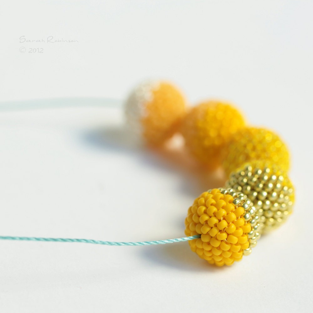 Yellow Halves Necklace Sunny Beaded Beads