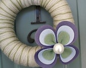Yarn Wreath Felt Handmade Door Decoration - Large Flower 8in