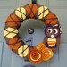 Yarn Wreath Felt Handmade Door Decoration - Argyle Owl 8in