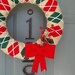 Yarn Wreath Felt Handmade Holiday Door Decoration - Classic Christmas 12in