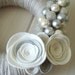 Yarn Wreath Felt Handmade Door Decoration - Winter White 8in