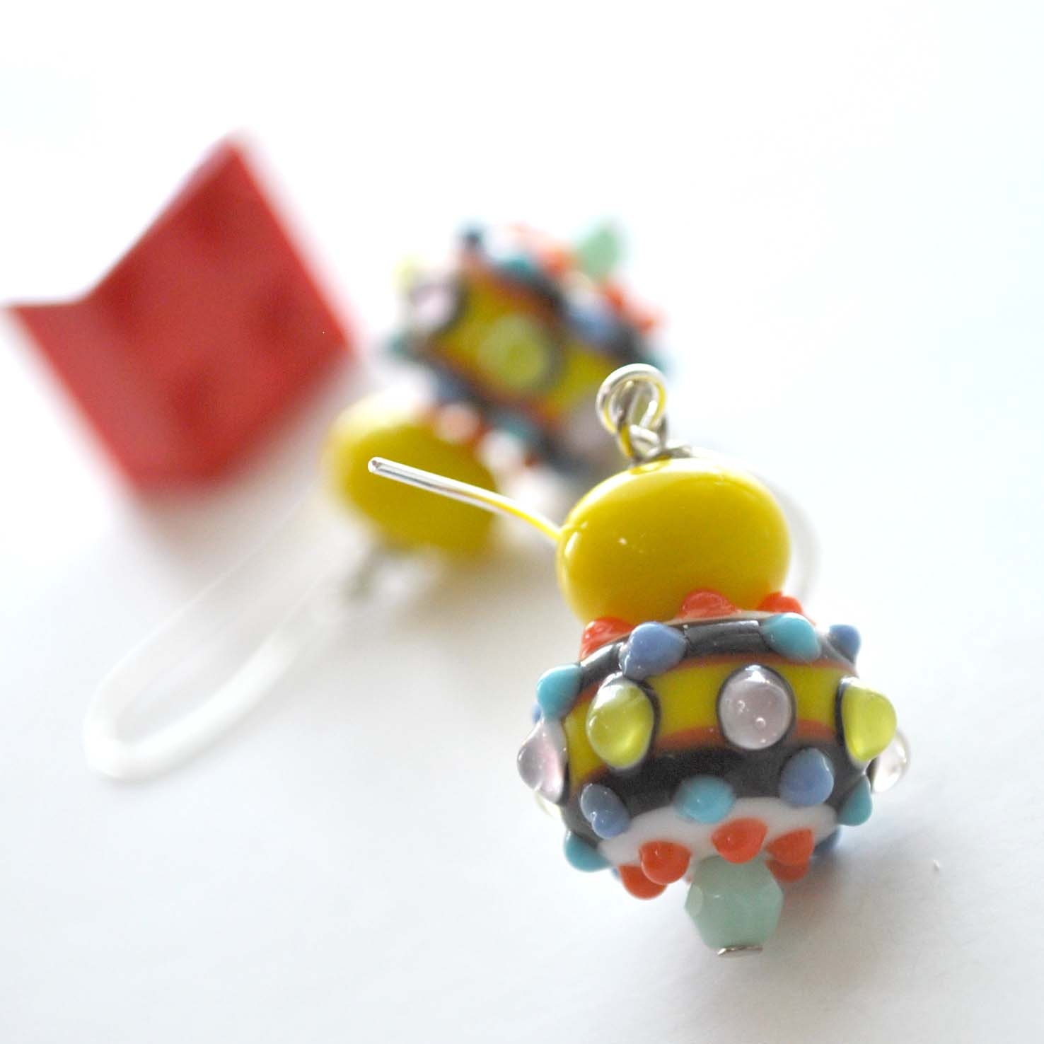 Circus Lampwork Glass Earrings