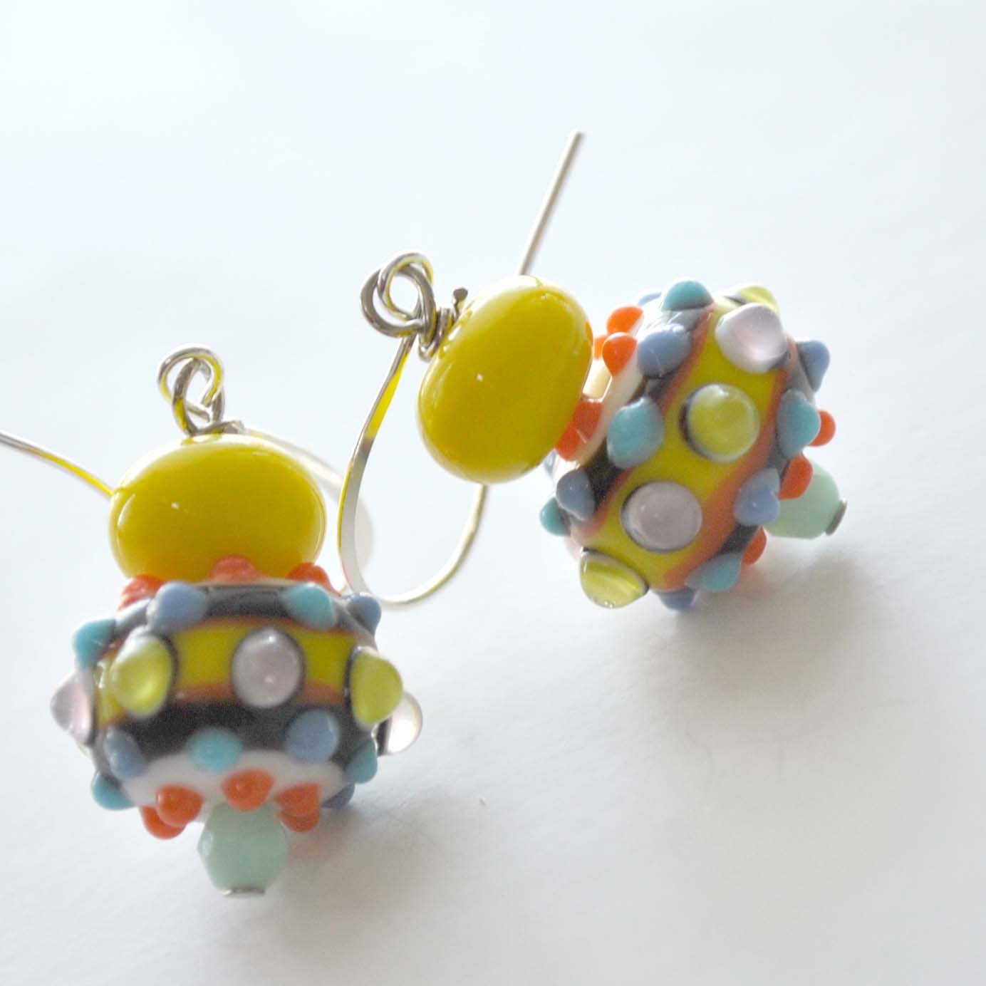 Circus Lampwork Glass Earrings