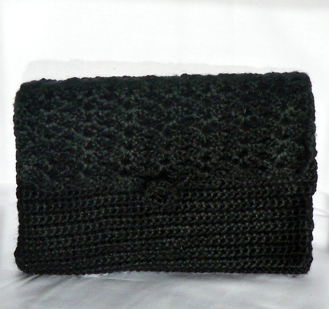 Perfect Purse Crocheted in Black with Strap