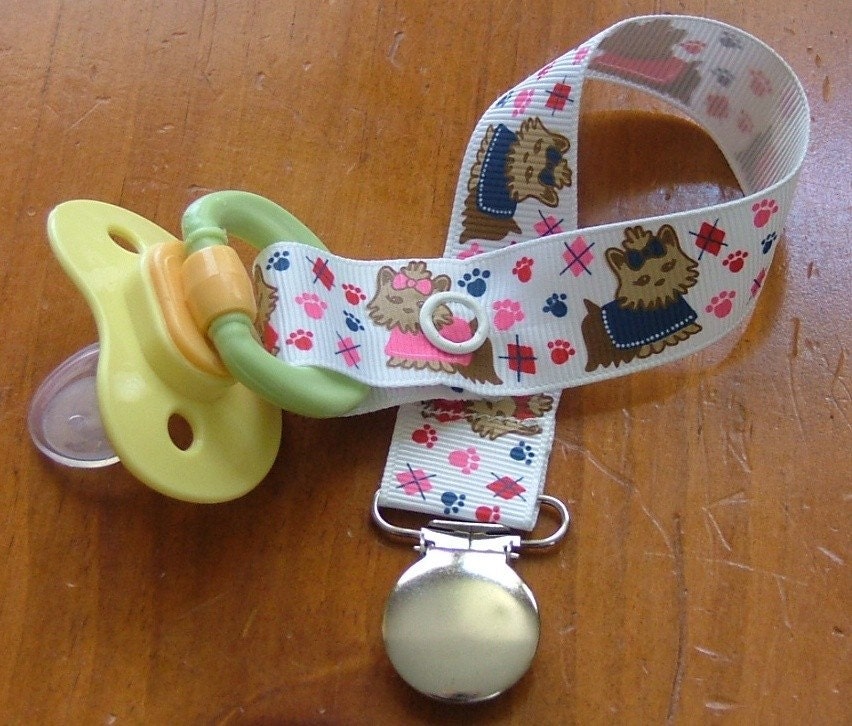 Girls Puppy Pacifier Clip