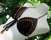 Crochet Bikini Swuimsuit Top Monokini Tankini Bathing Suit Beaded Crochet Swimwear Top Called: "Heat Of The Night"