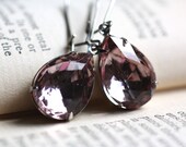 Light Amethyst Estate Style Earrings. Light Purple Jewel Earrings. Lilac Earrings. Winter Dusk