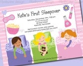Slumber Party 3 Personalized Birthday Invitations (5x7" Digital File)