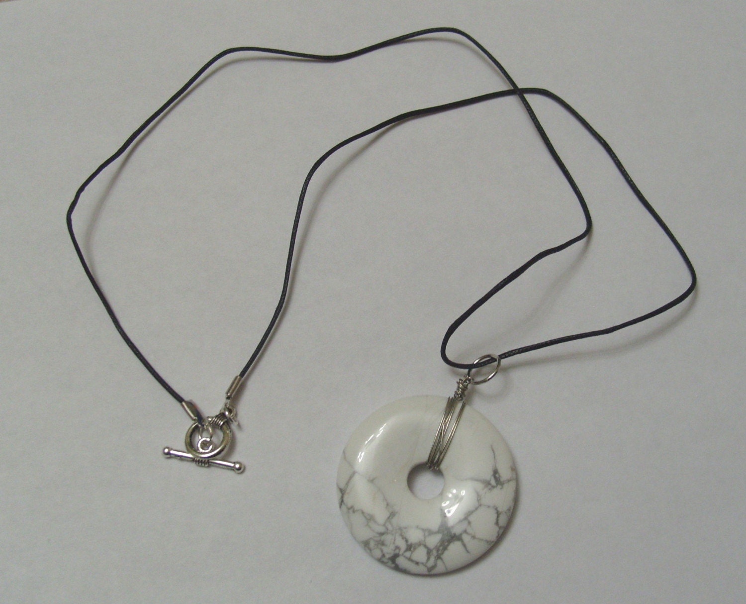 White Donut Pendant Necklace