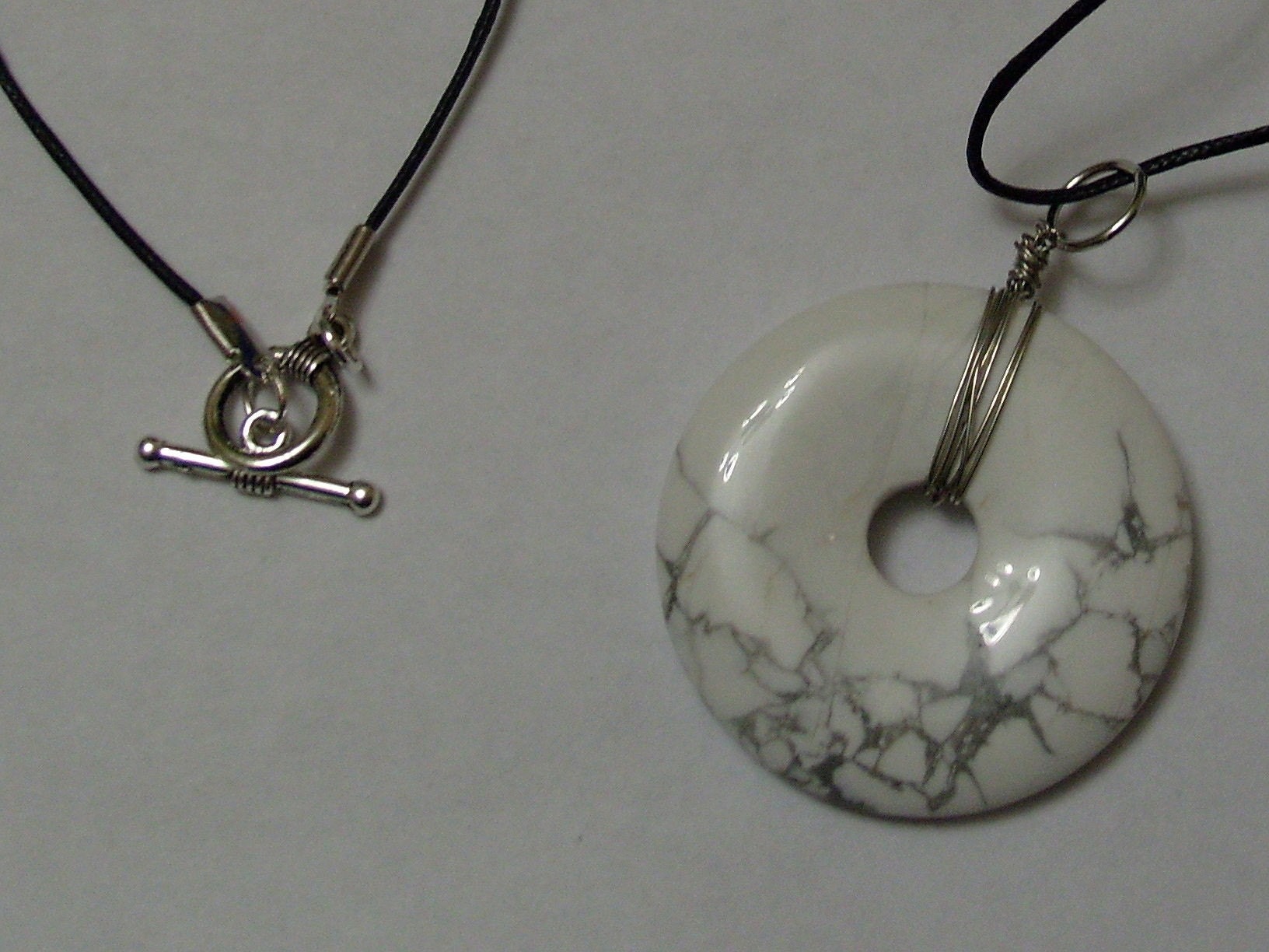 White Donut Pendant Necklace