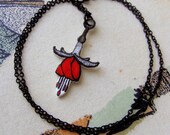OOAK Hand Drawn Acrylic Flower Necklace - Ruby Blom