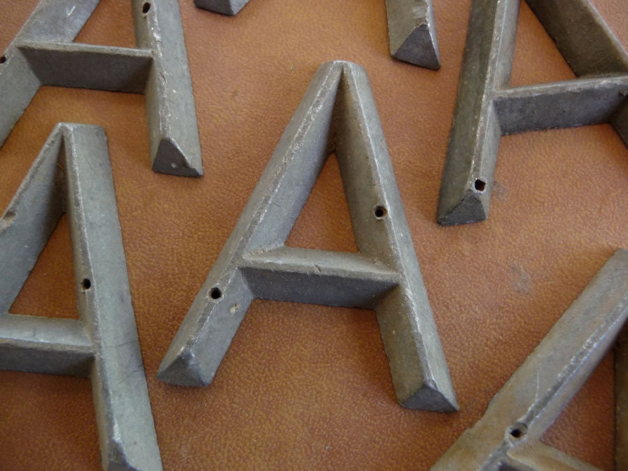 Letter A Antique Marker Tag Art Deco Retro Mid Century Vintage Hardware