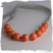 Orange Necklace Handmade Colorful Orange Ceramic Necklace Hand Knotted Grey Lace Necklace