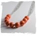 Orange Necklace Handmade Colorful Orange Ceramic Necklace Hand Knotted Grey Lace Necklace