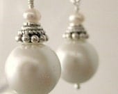 White Pearl Bali Sterling Silver Earrings Bride Bridal Jewelry Wedding Bridesmaids
