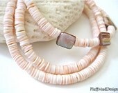 End of Summer Sale - 20% Off Pink Heishi Shell Mother of Pearl Bracelet - PluffMudDesigns