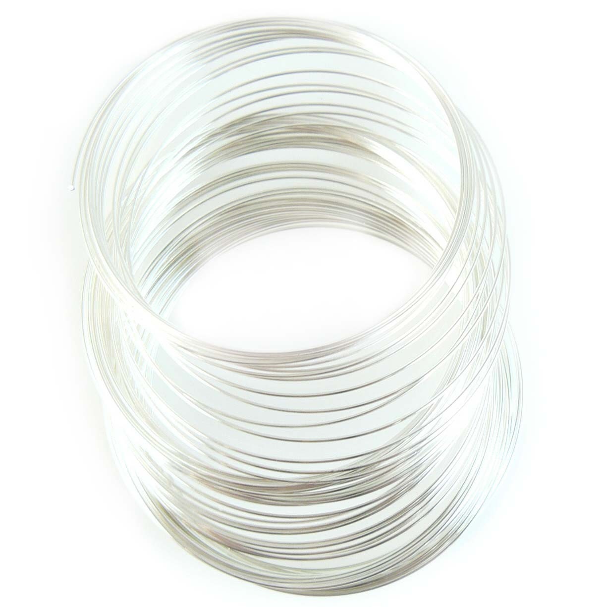 2.25 inch silver plated stainless steel bracelet memory wire, 12 loops