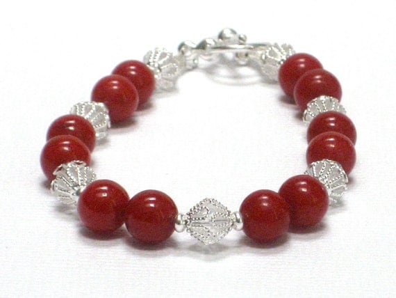Red Bracelet, Bright Red Blood Holiday Inspired Gift for Her Under 20 Hollyberries Fashion Jewelry - Bold