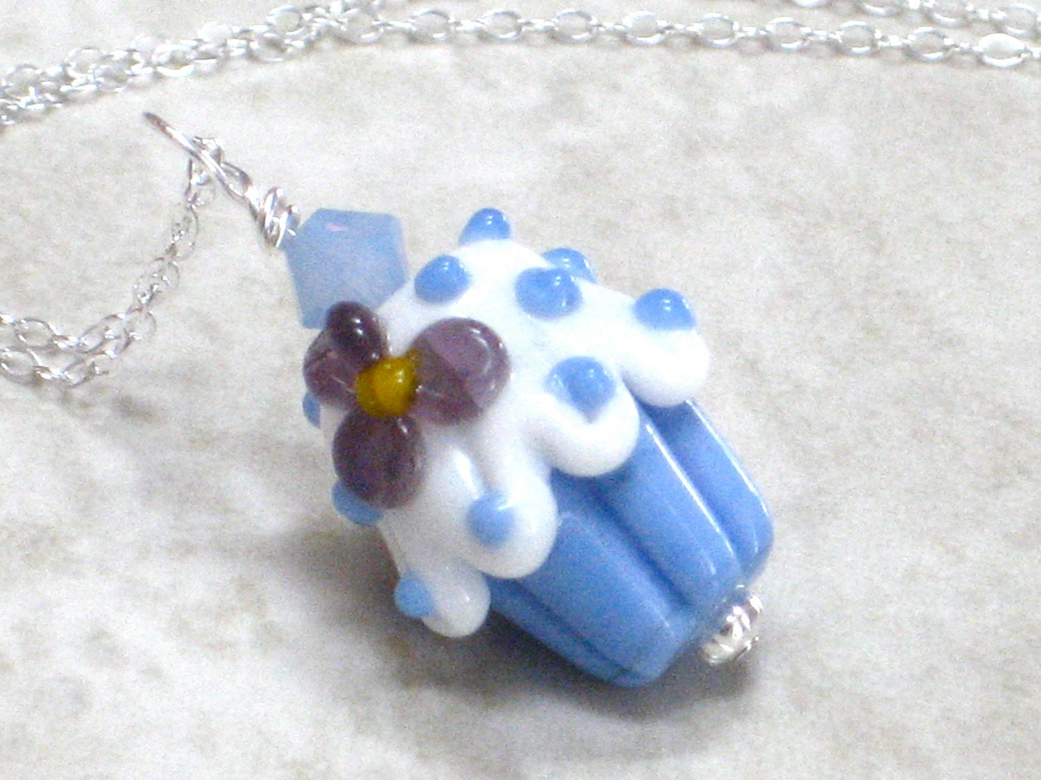 Cupcake Necklace, Blue Cupcake Pendant Diabetes Awareness JDRF Donations DOC Treat