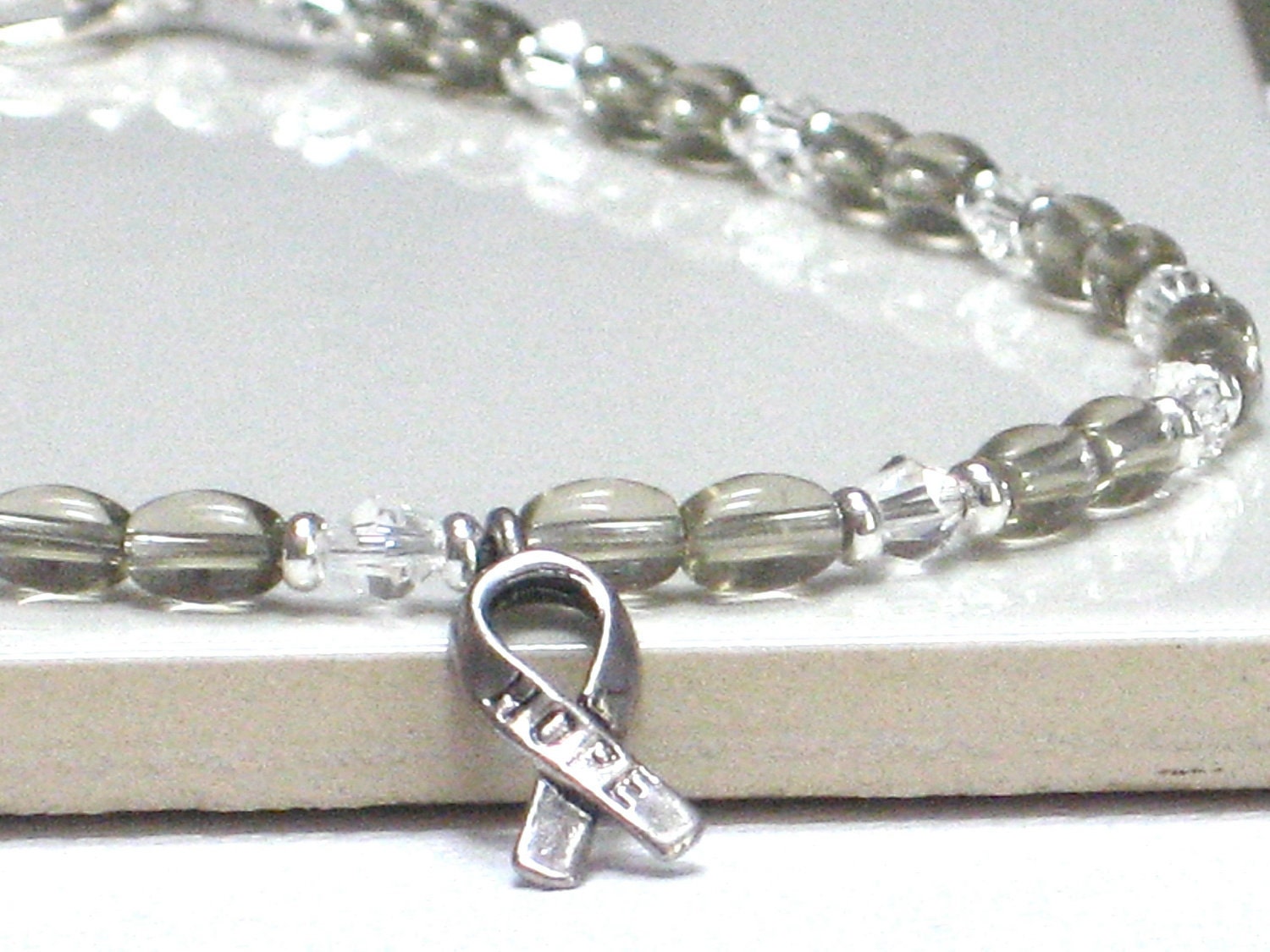 Diabetes Awareness Bracelet, JDRF, Gray Bracelet, Hope Bracelet