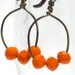 Tangerine Earrings, Handcrafted Antiqued Brass Hoop Earrings Spring Fashion Under 15 - Ripe Orange