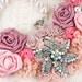 Bridal Statement Necklace Blush Pink with Handmade Satin Flowers and Aurora Borealis Repurposed Brooch - Passion for Pink
