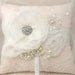 Bridal Ring Pillow White, Cream and Ivory with Lace and Chiffon Flowers, Jewels and Pearls- Lea